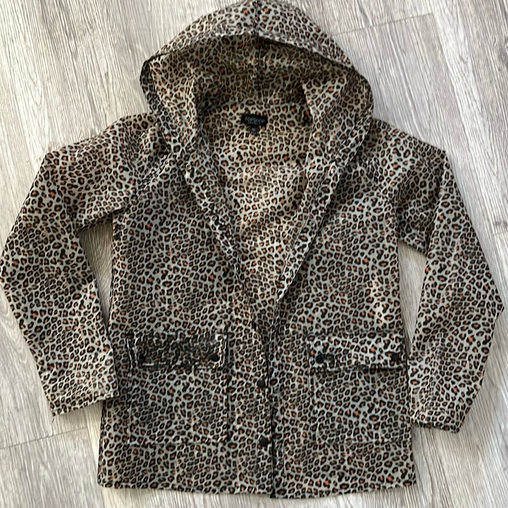 Topshop Leopard clear transparent rain coat size 6